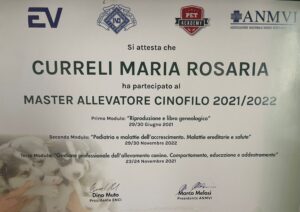 Maria Rosaria Curreli attestato Master Allevatore Cinofilo